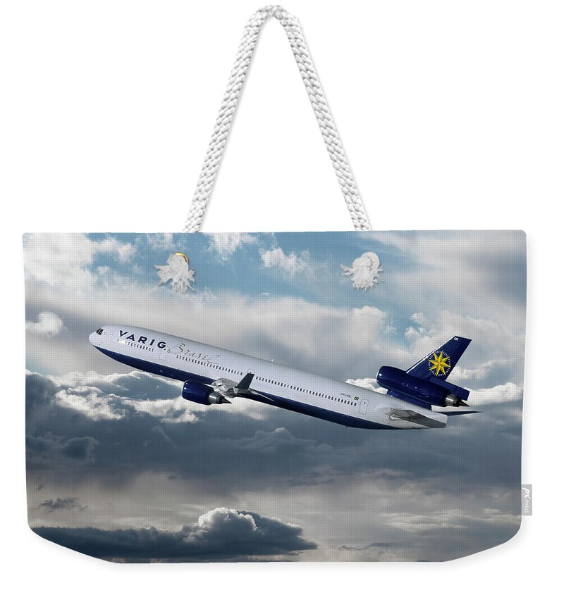 Varig Airlines Weekender Tote Bag featuring the mixed media Classic Varig MD-11 of Brazil by Erik Simonsen