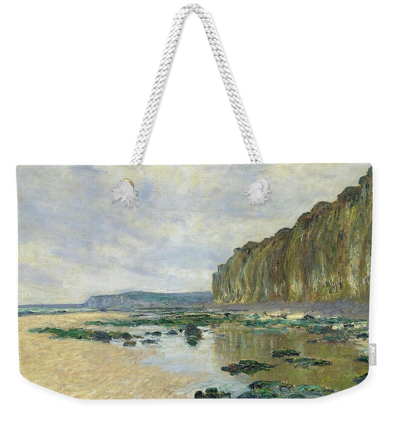 Canvas Weekender Tote Bag featuring the painting Claude Monet -Paris, 1840-Giverny, 1926-. Low Tide at Varengeville -1882-. Oil on canvas. 60 x 81... by Claude Monet -1840-1926-