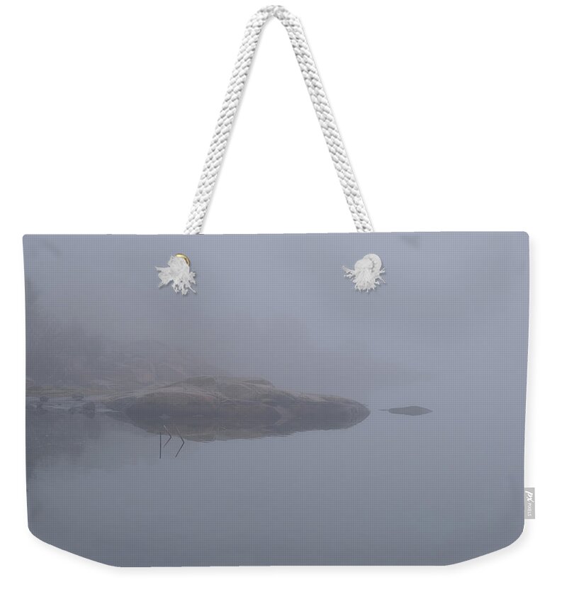 Sweden Weekender Tote Bag featuring the pyrography Cliffs in fog by Magnus Haellquist