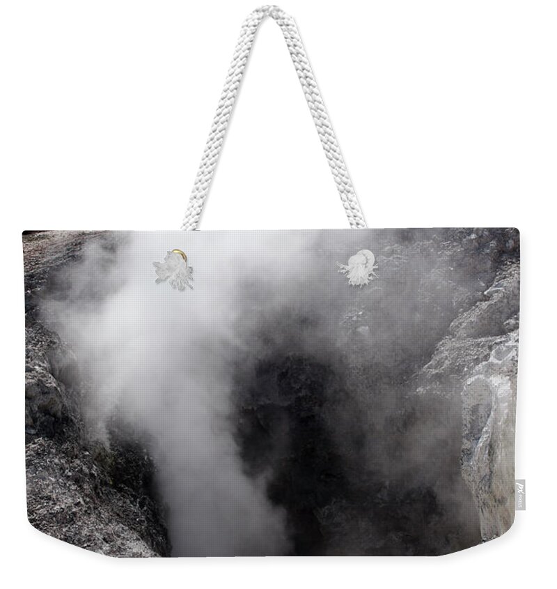 Risk Weekender Tote Bag featuring the photograph Close Up Of Volcanic Rocks, Rotorua by Cultura Exclusive/laura Arsie