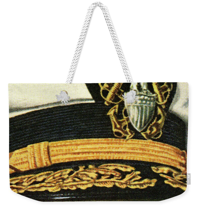 Accessories Weekender Tote Bag featuring the drawing Closeup of an Officer's Hat by CSA Images
