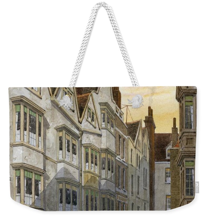 Cloth Fair Weekender Tote Bag featuring the painting Cloth Fair, Smithfield by English School