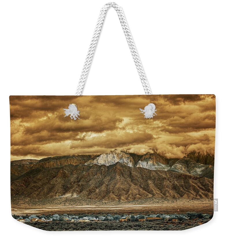 Mountain Weekender Tote Bag featuring the photograph Cloudy Day Over the Sandias by Michael McKenney