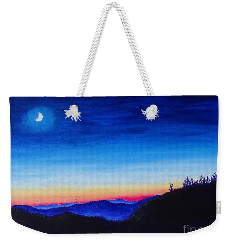 Oregon Coast Weekender Tote Bag featuring the painting Coast Range view by Lisa Rose Musselwhite