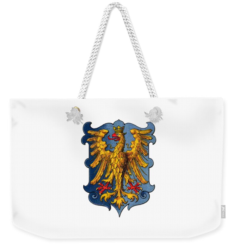 Friul Weekender Tote Bag featuring the drawing Coat of Arms of the Duchy of Friuli by Helga Novelli