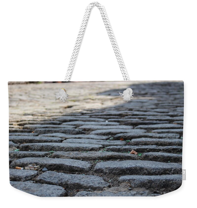 Street Weekender Tote Bag featuring the photograph Cobblestone on the Freedom Trail by Laura Smith