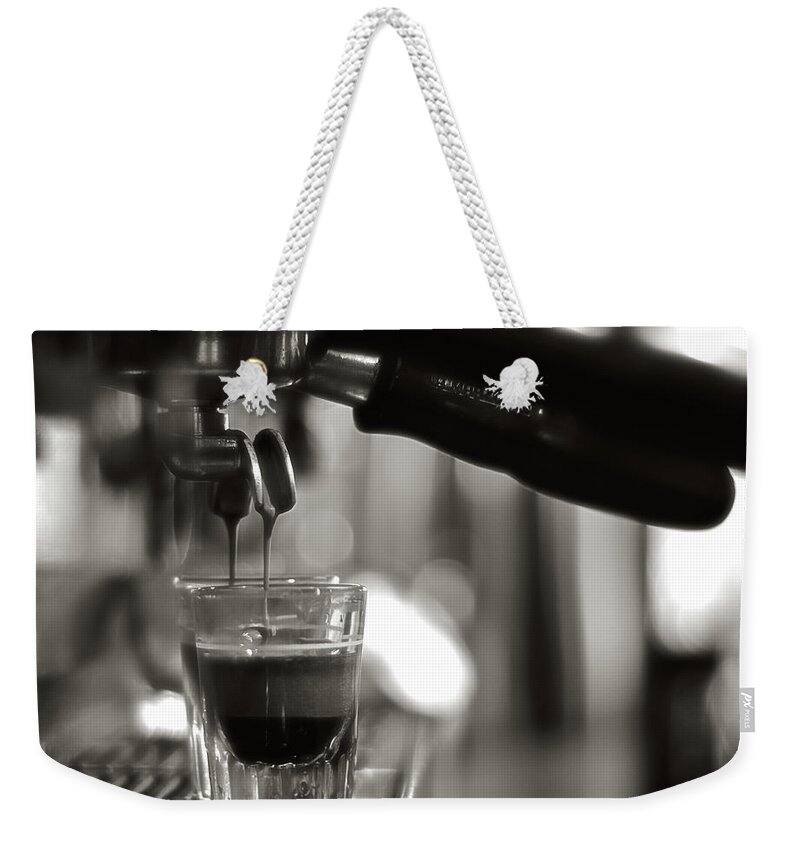 Coffee Maker Weekender Tote Bag featuring the photograph Coffee In Glass by Jrj-photo