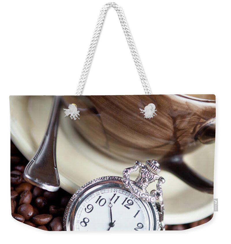 Pocket Watch Weekender Tote Bag featuring the photograph Coffee Time by Arican