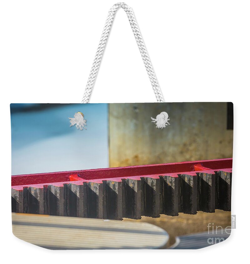 Cog Weekender Tote Bag featuring the photograph Cog fragment by Agnes Caruso