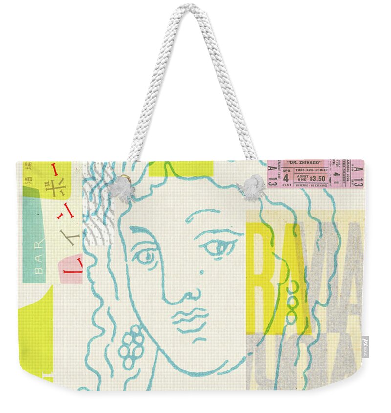 Campy Weekender Tote Bag featuring the drawing Collage illustration with queen and text by CSA Images