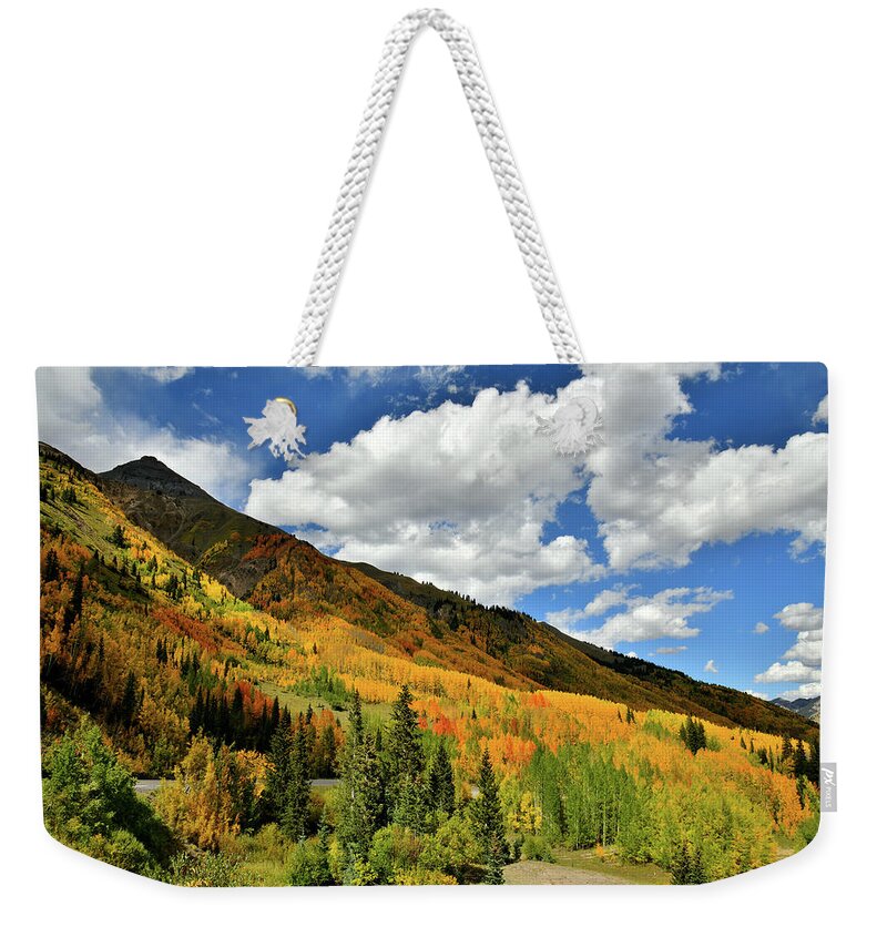 Weekender Tote Bag featuring the photograph Color in the Spotlight at Red Mountain Pass by Ray Mathis