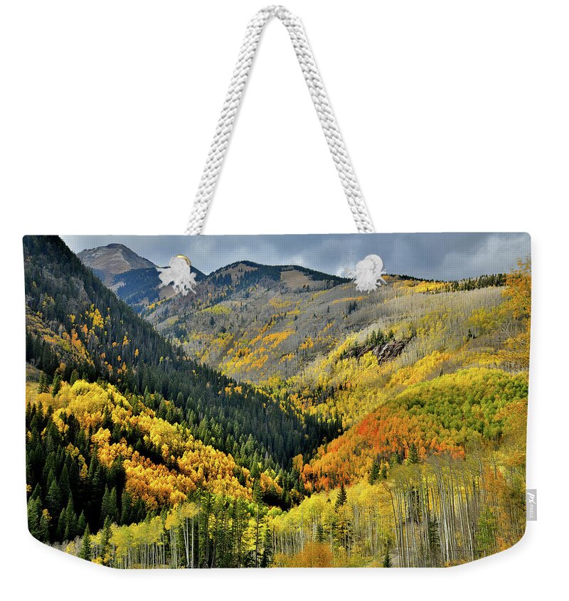 Highway 145 Weekender Tote Bag featuring the photograph Color Spotlights along Highway 145 in CO by Ray Mathis