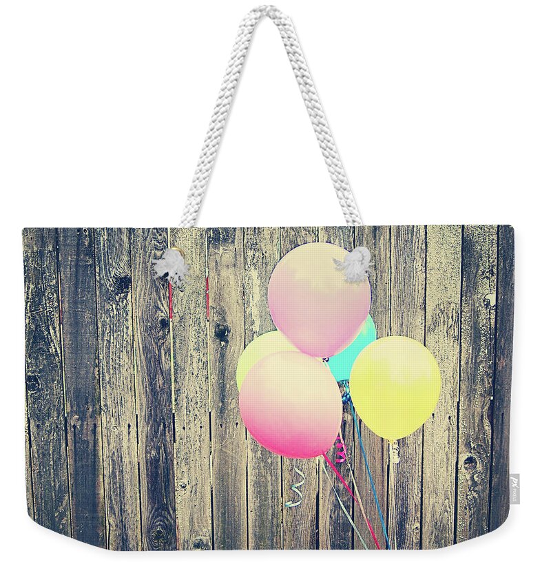 Five Objects Weekender Tote Bag featuring the photograph Colorful Balloons by Photo By Tara Denny