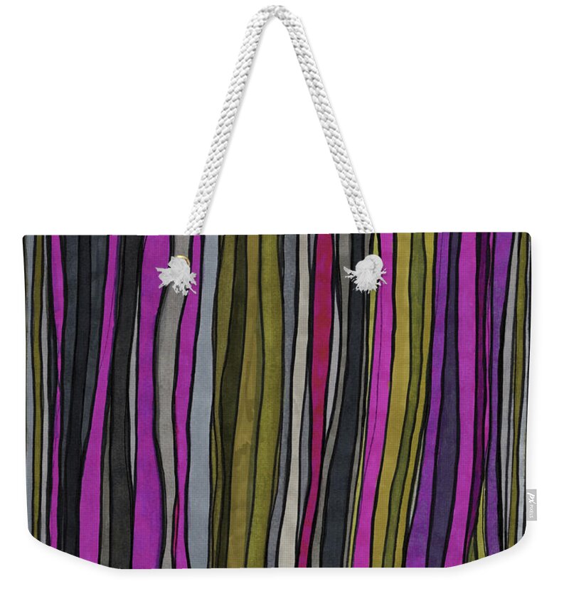 Abstract Weekender Tote Bag featuring the drawing Colorful Ribbons by Sandra Church