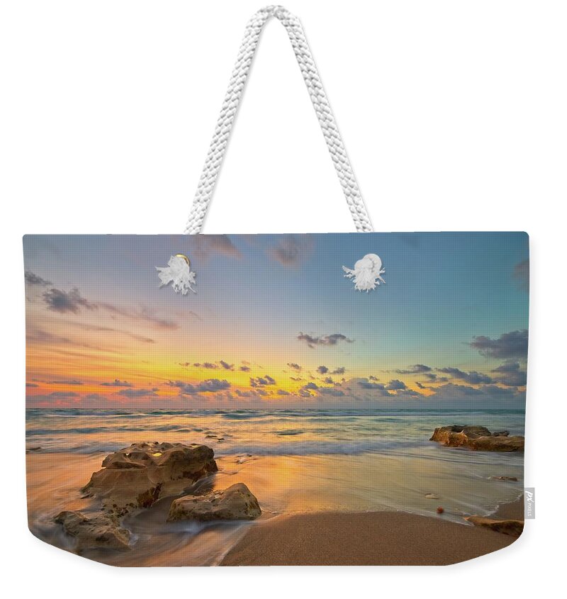 Carlin Park Weekender Tote Bag featuring the photograph Colorful Seascape by Steve DaPonte