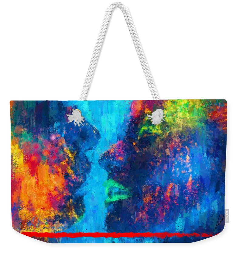 Art Weekender Tote Bag featuring the painting COLORS OF LOVE - Gravity II by Vart