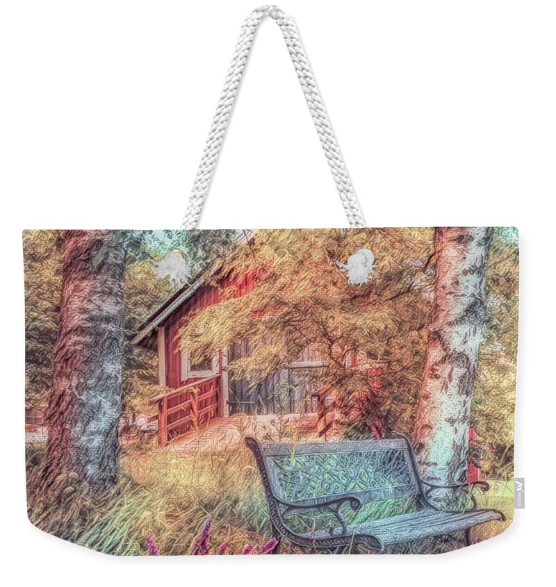 Barn Weekender Tote Bag featuring the photograph Come Back Home in Soft Peach and Turquoise by Debra and Dave Vanderlaan