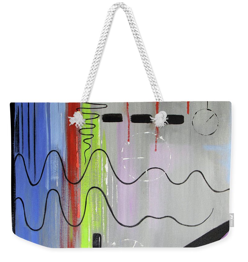 Abstract Weekender Tote Bag featuring the painting Come To The Cross, Its Time Mark,8-34 by Anthony Falbo