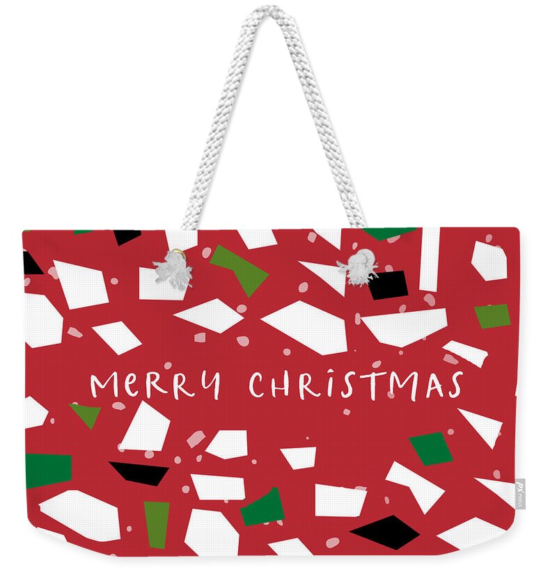 Merry Christmas Weekender Tote Bag featuring the digital art Confetti Christmas- Art by Linda Woods by Linda Woods