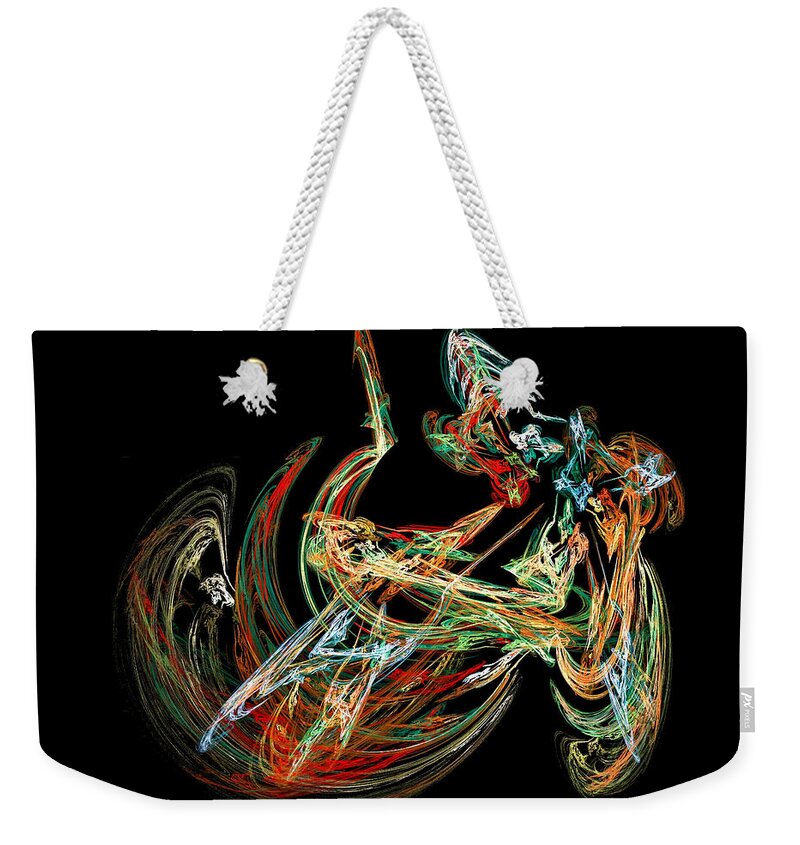 Confusion Weekender Tote Bag featuring the digital art Confused Crescent Fractal Art Colorful by Don Northup