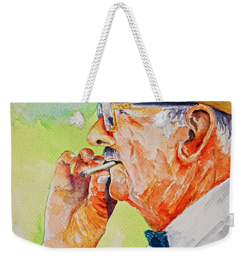 Cowboy Weekender Tote Bag featuring the painting Contemplating by Stephen Anderson