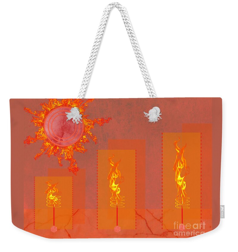 Fire Weekender Tote Bag featuring the digital art Continuum by Diamante Lavendar