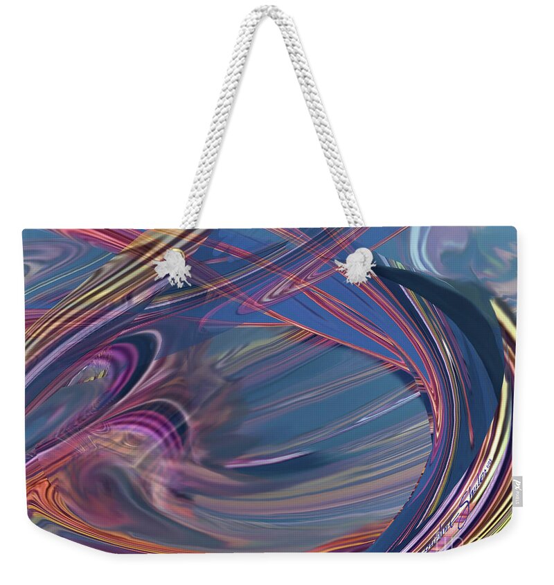 Abstract Weekender Tote Bag featuring the digital art Contrail Party by Jacqueline Shuler