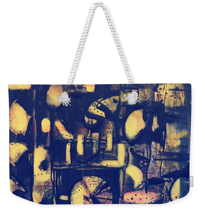 Abstract Weekender Tote Bag featuring the painting Contraption by 'REA' Gallery