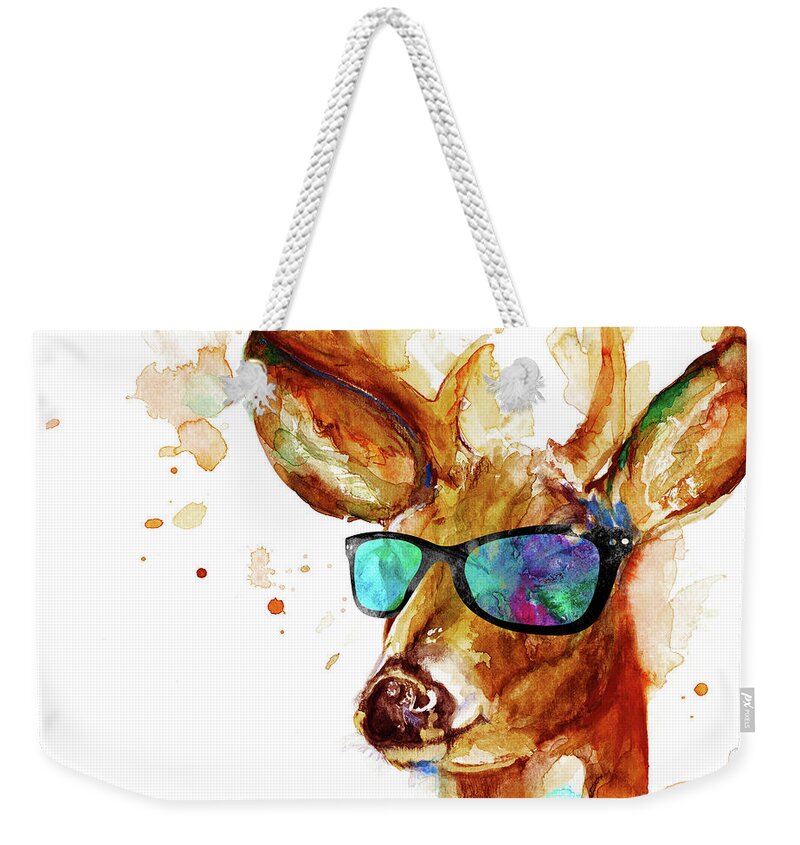 Cool Weekender Tote Bag featuring the painting Cool Deer by Patricia Pinto