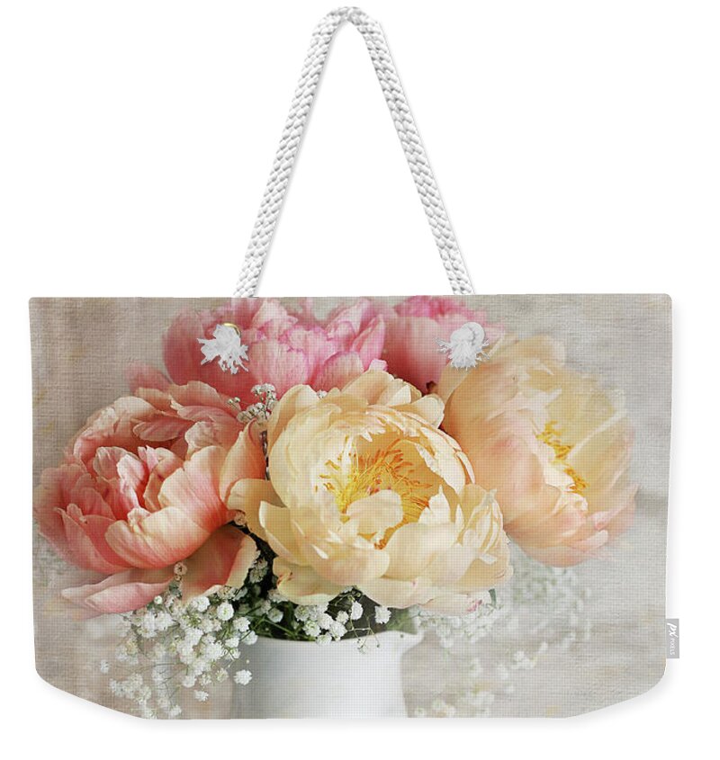 Peony Weekender Tote Bag featuring the photograph Coral Charm by Sylvia Cook