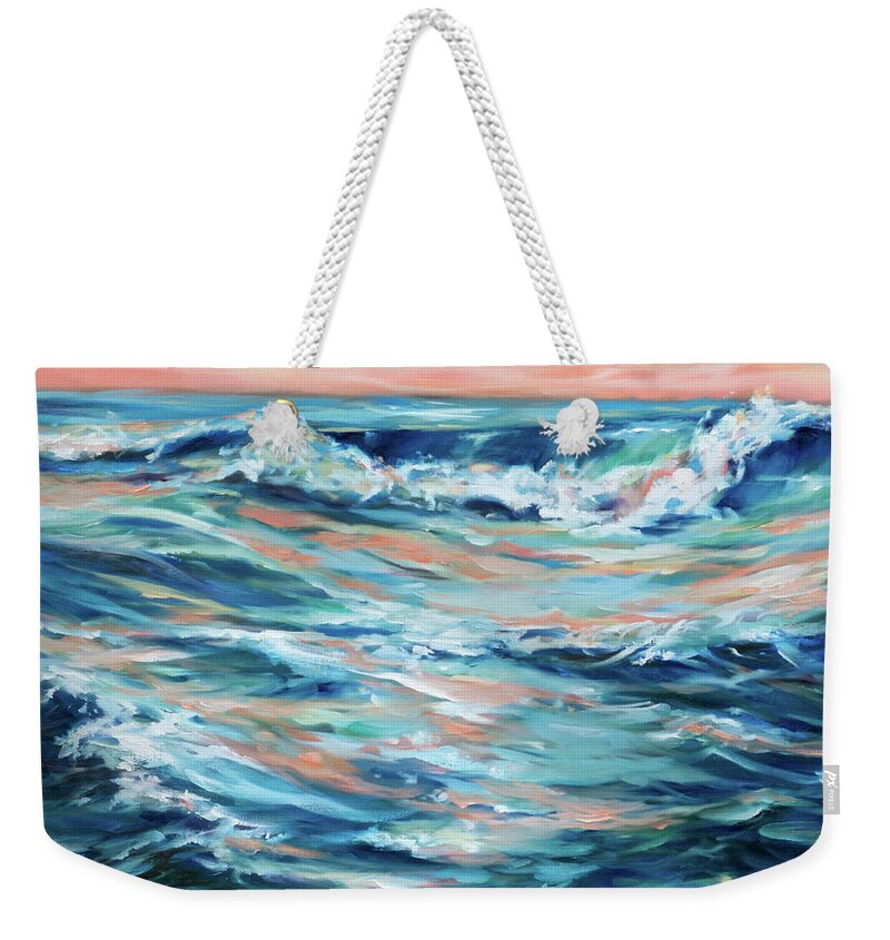 Ocean Weekender Tote Bag featuring the painting Coral Reflections by Linda Olsen