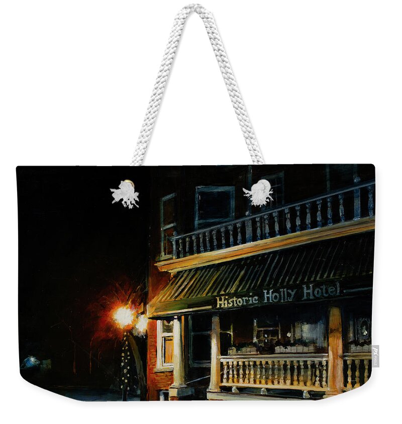 Night Time Weekender Tote Bag featuring the painting Corner Light by William Brody