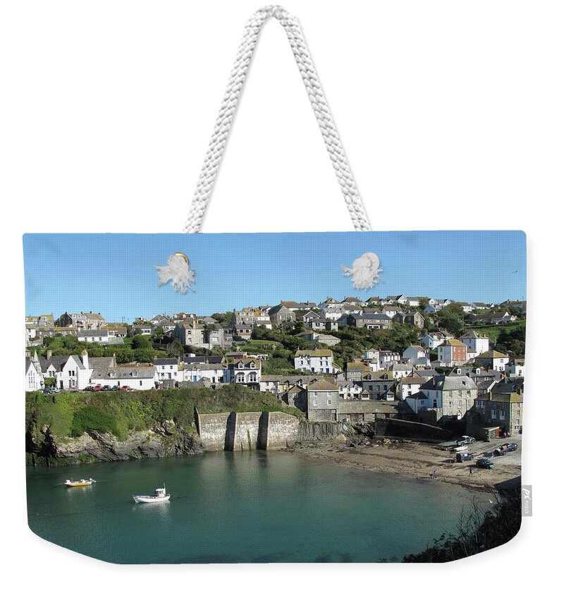 England Weekender Tote Bag featuring the photograph Cornish Fishing Village Of Port Isaac by Thepurpledoor
