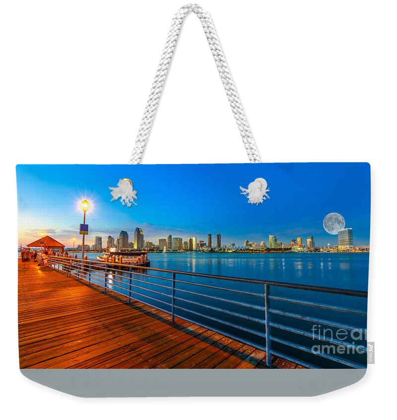 San Diego Weekender Tote Bag featuring the photograph Coronado Island and San Diego skyline by Benny Marty