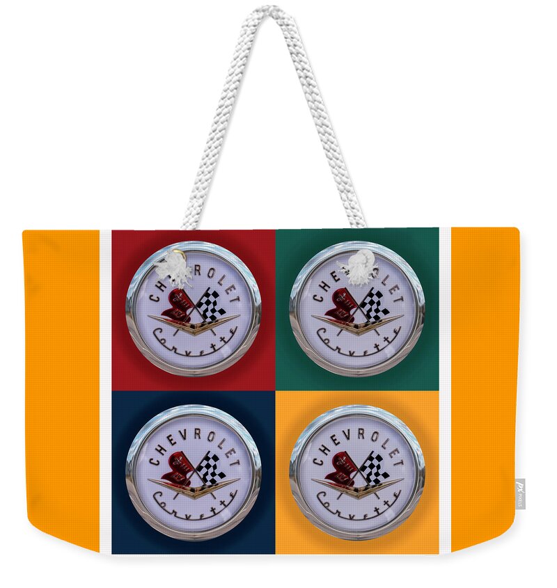 Corvette Weekender Tote Bag featuring the mixed media Corvette squared by Arttography LLC