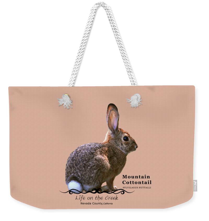 Cottontail Weekender Tote Bag featuring the digital art Cottontail Rabbit by Lisa Redfern