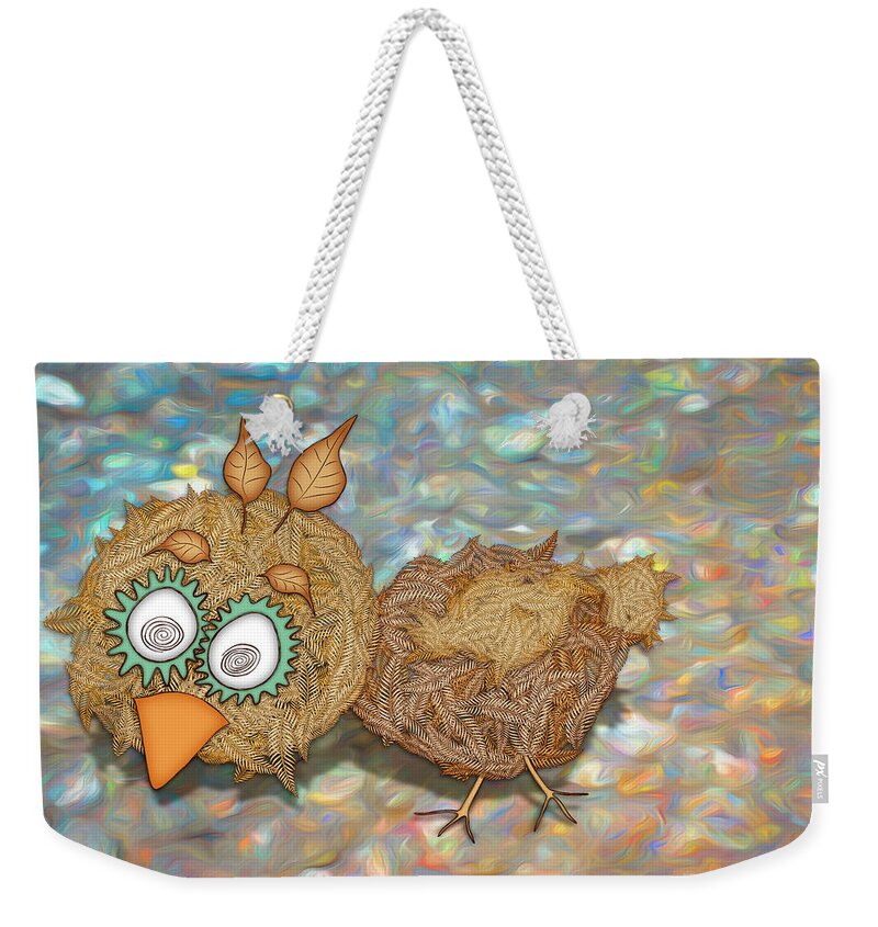 Enlightened Animals Weekender Tote Bag featuring the digital art Count Your Chicken by Becky Titus