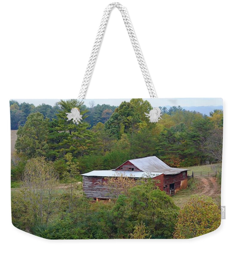 Country Barn Weekender Tote Bag featuring the photograph Country Barn by Fraida Gutovich