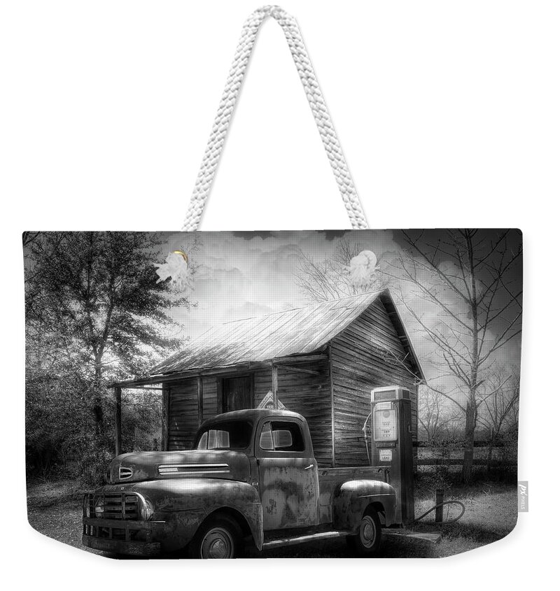 Black Weekender Tote Bag featuring the photograph Country Olden Days Black and White by Debra and Dave Vanderlaan