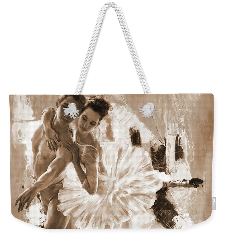 Ballerina Weekender Tote Bag featuring the painting Couple dance Ballerina 01 by Gull G