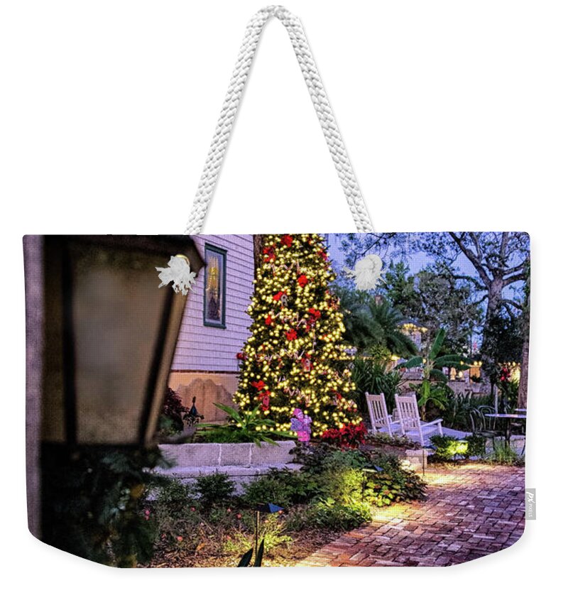 Christmas Weekender Tote Bag featuring the photograph Ancient City Courtyard Christmas by Joseph Desiderio
