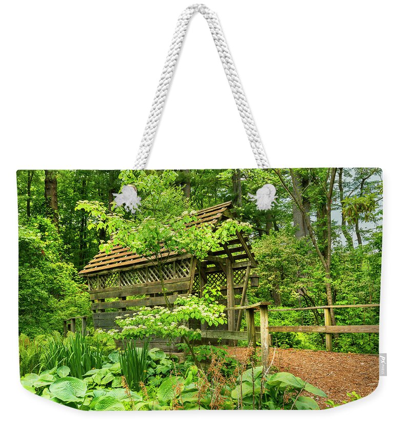 Estock Weekender Tote Bag featuring the digital art Covered Bridge, Oyster Bay, Ny by Claudia Uripos