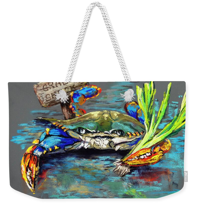 Blue Crab Weekender Tote Bag featuring the painting Crab Shack by Dianne Parks