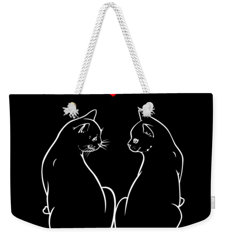 Cat Weekender Tote Bag featuring the digital art Crazy Little Thing Called Love white by Andrea Gatti