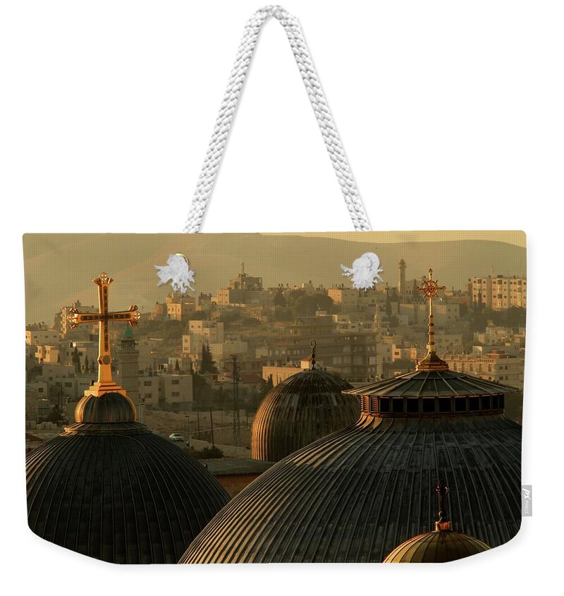 West Bank Weekender Tote Bag featuring the photograph Crosses And Domes In The Holy City Of by Picturejohn