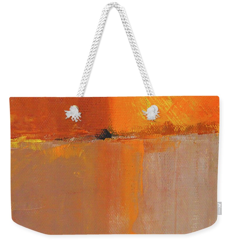 Large Orange Abstract Painting Weekender Tote Bag featuring the painting Crossover by Nancy Merkle