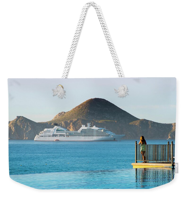 Cabo Weekender Tote Bag featuring the photograph Cruise Ship View by Bill Cubitt