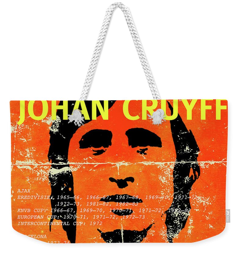 Football Weekender Tote Bag featuring the painting Cruyff by Art Popop