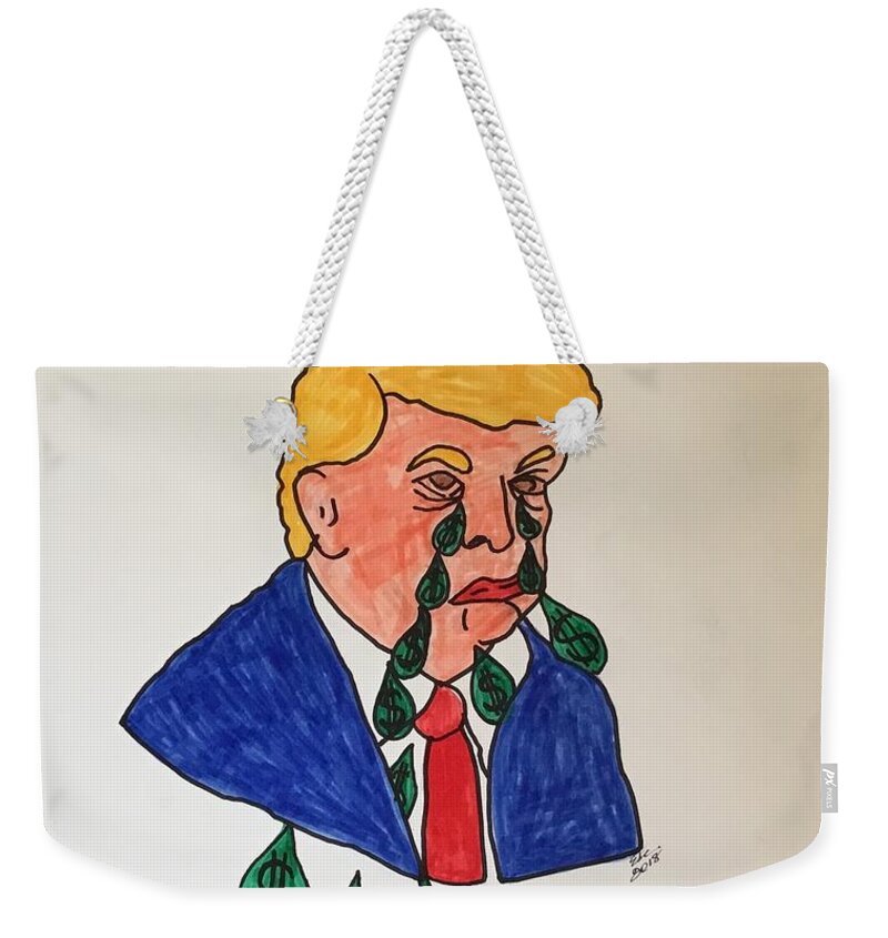 Trump Weekender Tote Bag featuring the mixed media Cry Baby by Erika Jean Chamberlin