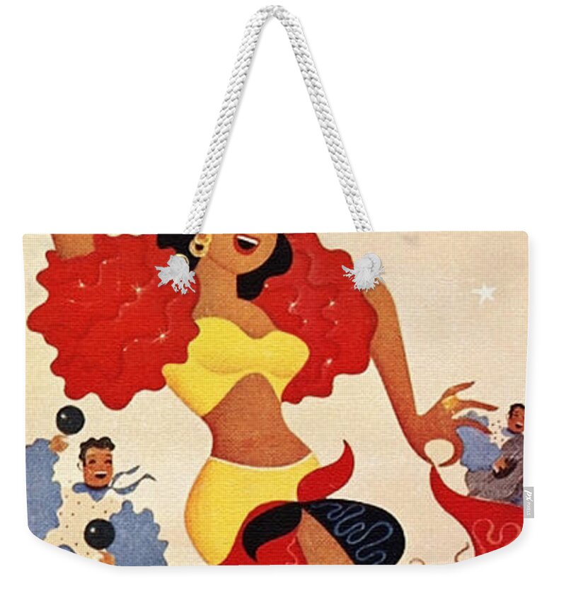 Havana Weekender Tote Bag featuring the painting Cuba by Flying Clipper by M.m.